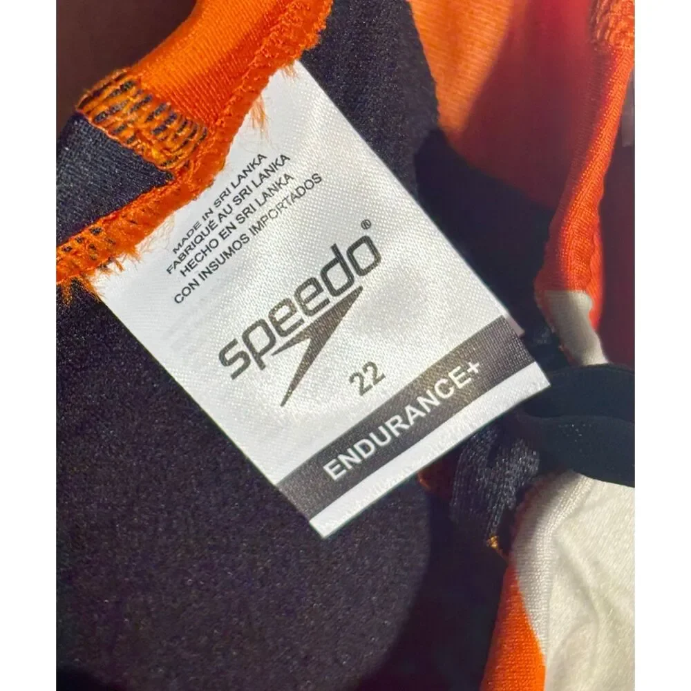 Speedo Endurance+ Youth 22 Jammer Orange Gray Black Competition Swimsuit NWT
